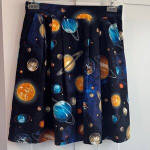Planet Print Pleated Skirt